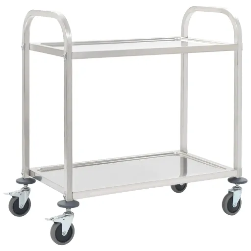 Carrito de Cocina de 2 Alturas Acero Inoxidable 96,5x55x90 cm