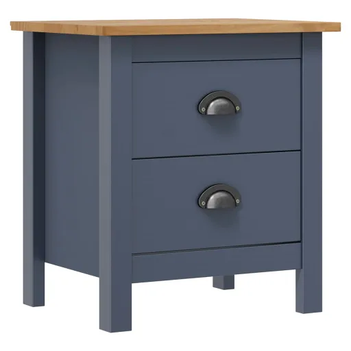 Mesita de Noche Hill Madera Maciza de Pino Gris 46x35x49,5 cm