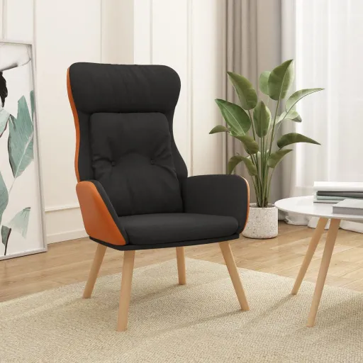 Sillón de Relax de Tela y PVC Negro