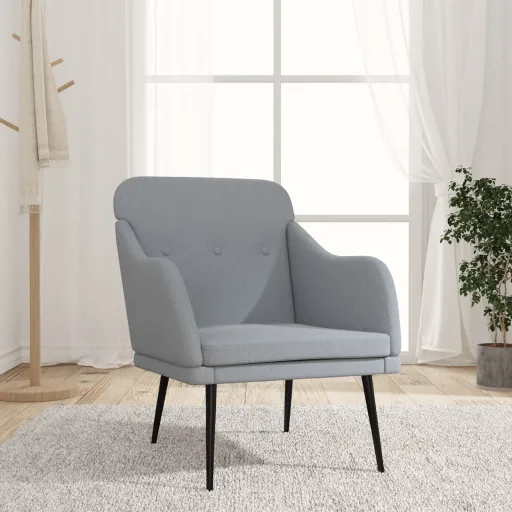 Sillón de Tela Gris Claro 63x76x80 cm