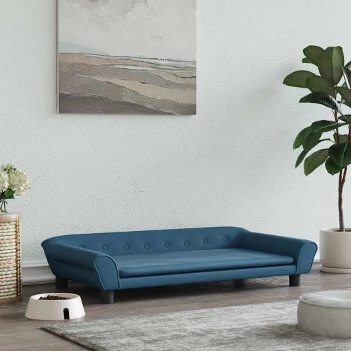 Cama Para Perros de Terciopelo Azul 100x50x21 cm