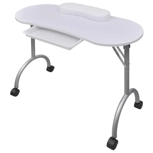 Mesa de Manicura Plegable Con Ruedas Blanco