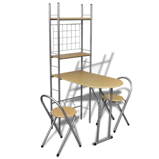Juego de Muebles de Barra de Cocina Plegable Con 2 Sillas