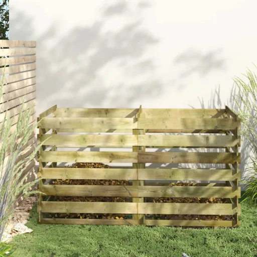 Compostador de Tablas de Madera de Pino Impregnada 180x90x90 cm