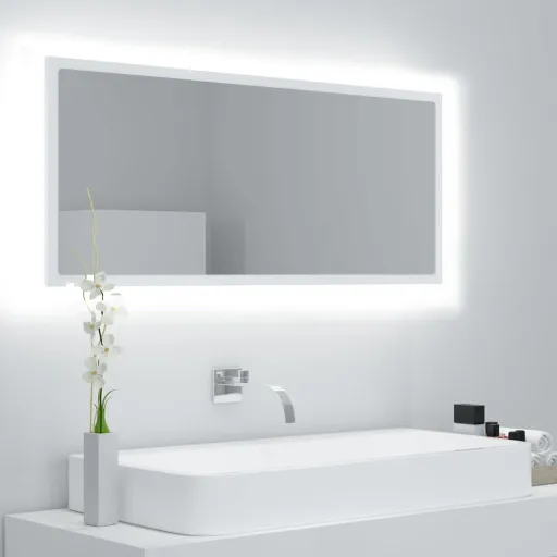 Espejo de Baño LED Acrílico Blanco 100x8,5x37 cm