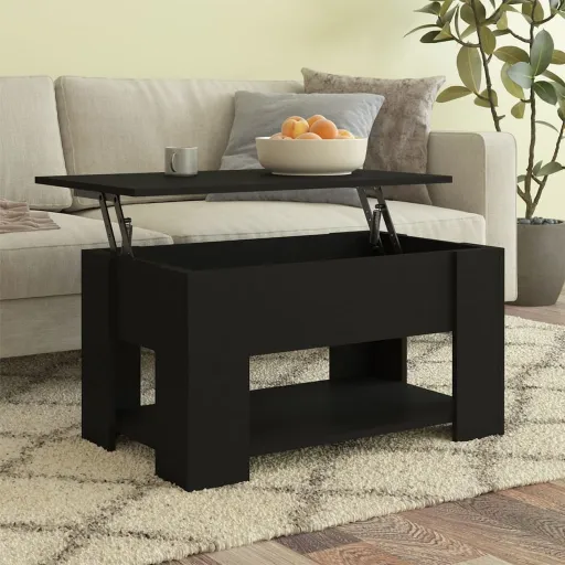 Mesa de Centro Madera de Ingeniería Negra 79x49x41 cm