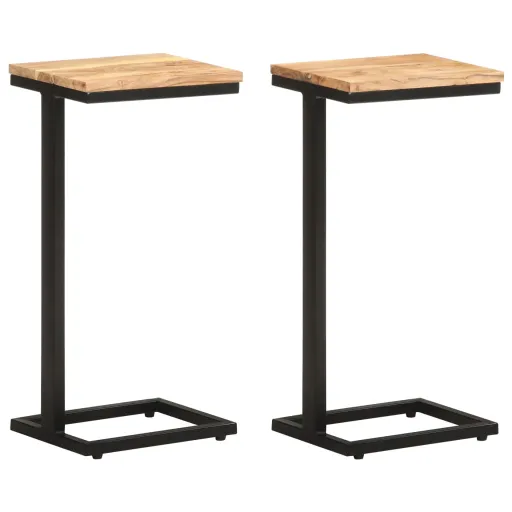 Mesitas Auxiliares 2 Uds Madera Mango Maciza 31,5x24,5x64,5 cm