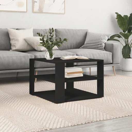 Mesa de Centro Madera de Ingeniería Negro 58x58x40 cm