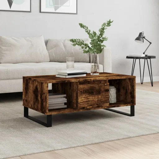 Mesa de Centro Madera Contrachapada Roble Ahumado 90x50x36,5 cm