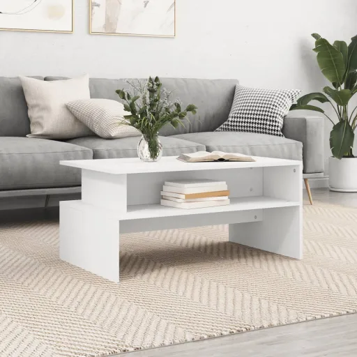 Mesa de Centro Madera de Ingeniería Blanco 90x55x42,5 cm
