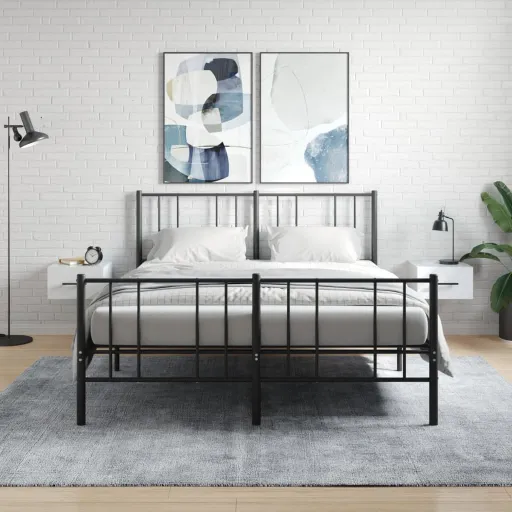 Mesitas de Noche de Pared 2 Uds Blanco Brillo 35x35x20 cm