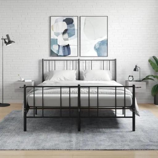Mesitas de Noche de Pared 2 Uds Color Gris Sonoma 35x35x20 cm