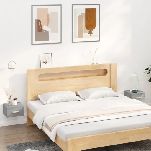 Mesitas de Noche de Pared 2 Uds Color Gris Sonoma 35x35x20 cm