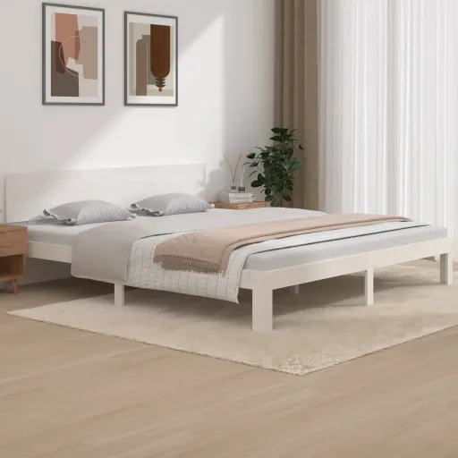 Estructura de Cama Doble Sin Colchón Blanco 180x200 cm