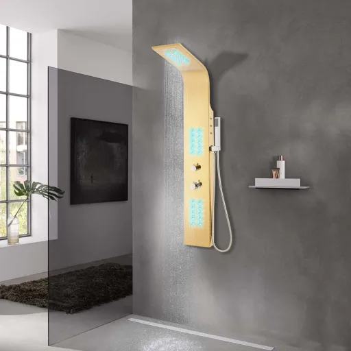 Sistema de Panel de Ducha Acero Inoxidable 201 Dorado Curvo