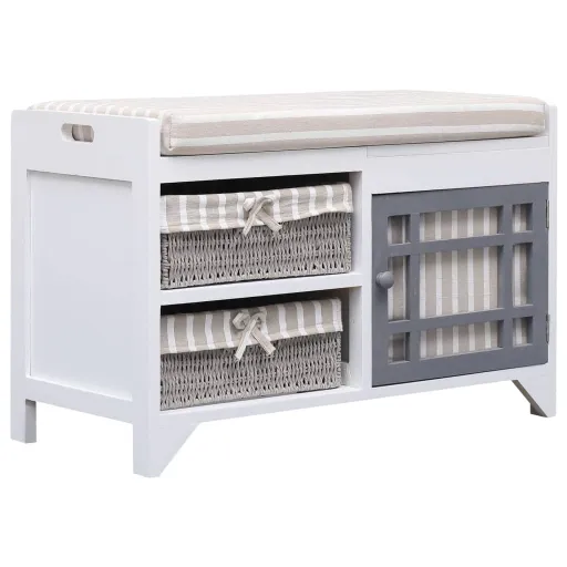 Banco de Recibidor de Madera de Paulownia Blanco 70x33,5x45 cm