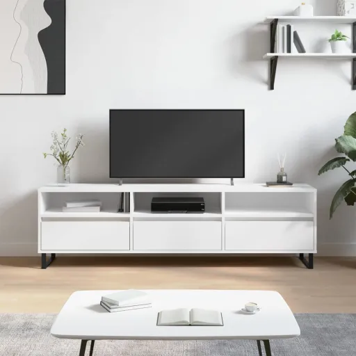 Mueble de TV Madera Contrachapada Blanco 150x30x44,5 cm