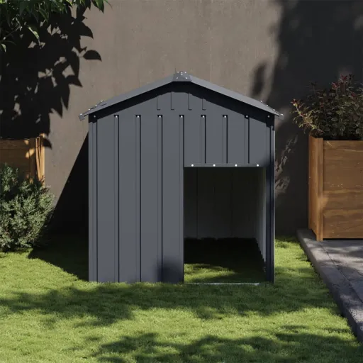 Caseta Perros Con Tejado Acero Galvanizado Gris 117x153x123 cm