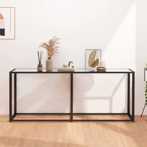 Mesa Consola Vidrio Templado Transparente 180x35x75,5 cm