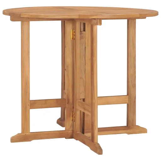 Mesa de Comedor Plegable Para Jardín Madera de Teca Ø90x75 cm
