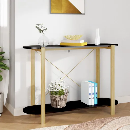 Mesa Consola de Madera Contrachapada Negro 110x38x75 cm