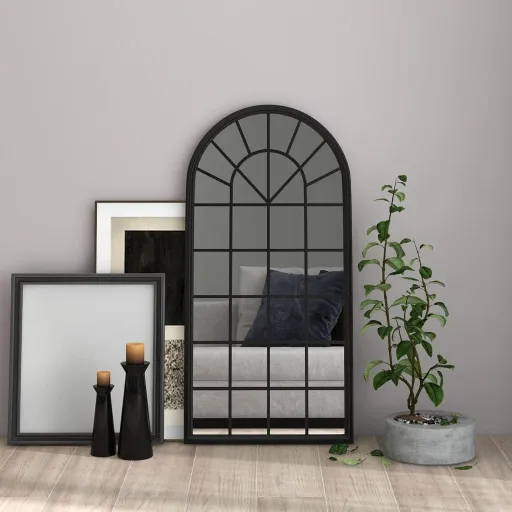 Espejo Hierro Negro Para Uso Interior 90x45 cm