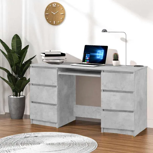 Escritorio de Madera Contrachapada Gris 140x50x77 cm