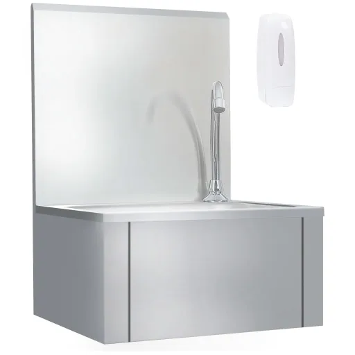 Fregadero Lavamanos Con Grifo y Dispensador de Jabón Acero Inox