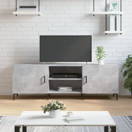 Mueble de TV Madera de Ingeniería Gris Hormigón 150x30x50 cm
