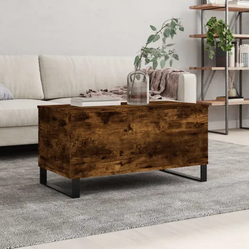 Mesa de Centro Madera Contrachapada Roble Ahumado 90x44,5x45 cm