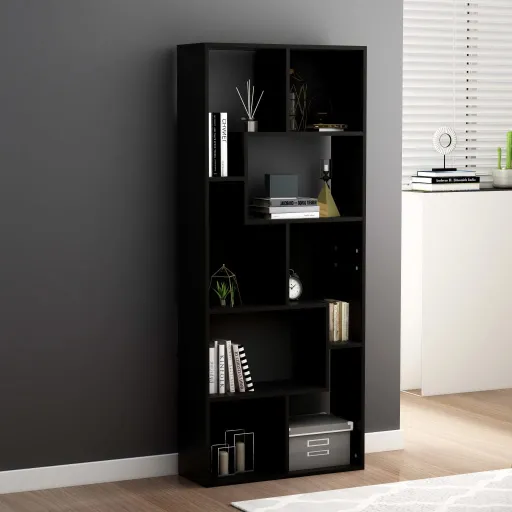 Estantería Librería Madera Contrachapada Negro 67x24x161 cm