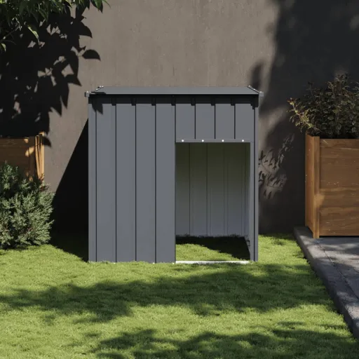 Caseta Para Perro Con Techo de Acero Galvanizado Antracita 110x103x109 cm