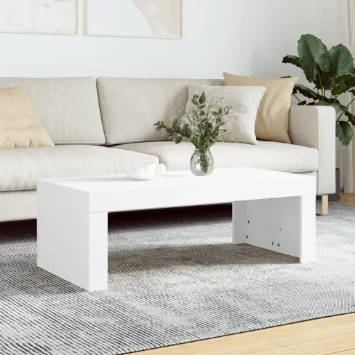 Mesa de Centro Madera de Ingeniería Blanco 102x50x36 cm