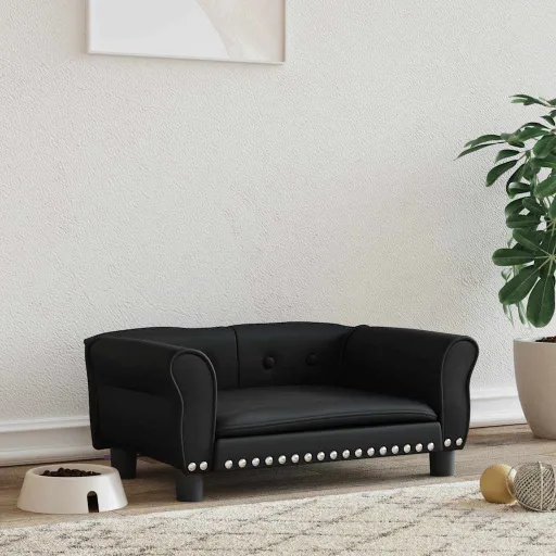 Cama Para Perros de Cuero Sintético Negra 70x45x30 cm