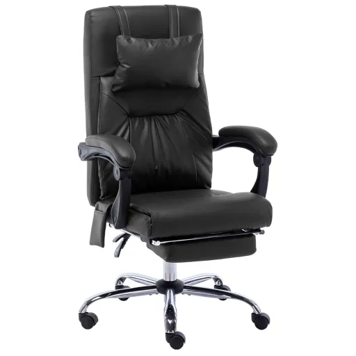 Silla de Oficina de Masaje de Cuero Sintético Negra