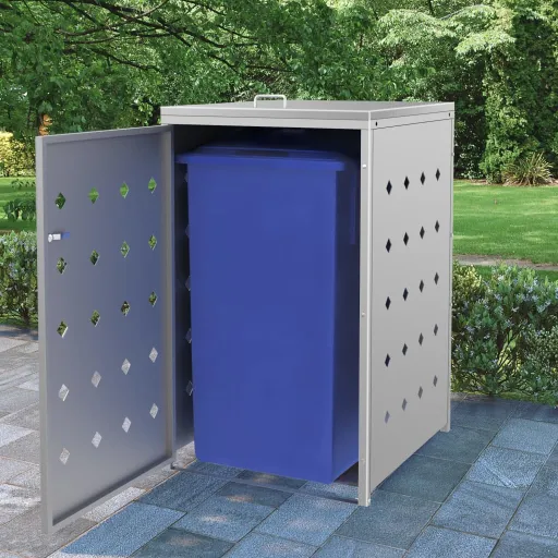 Cobertizo Contenedor de Basura Individual Acero Inoxidable 240L