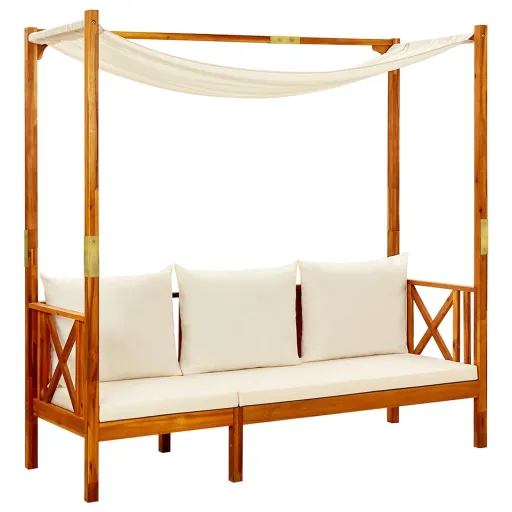 Banco de Jardín Con Toldo Madera Maciza de Acacia