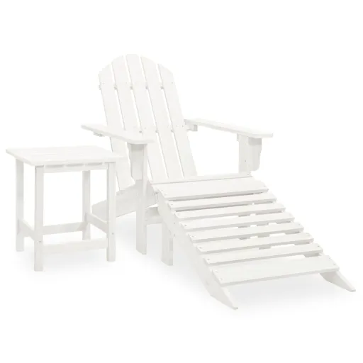 Silla Con Otomana y Mesa Jardín Adirondack Macizo Abeto Blanco