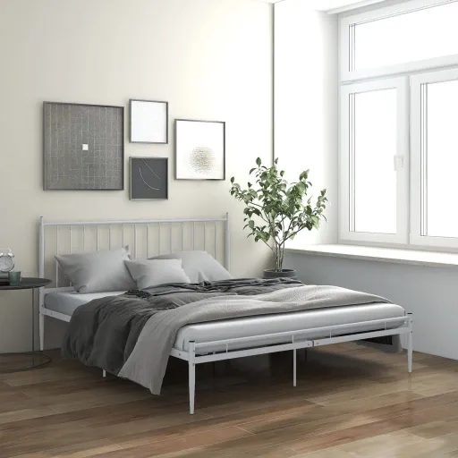 Estructura de Cama Sin Colchón Metal Blanco 180x200 cm