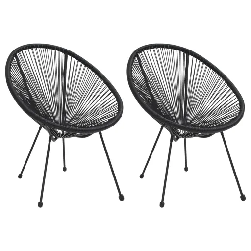 Sillas de Jardín Moon 2 Unidades Ratán Negro