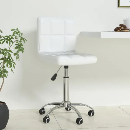 Silla de Oficina Giratoria de Cuero Sintético Blanco