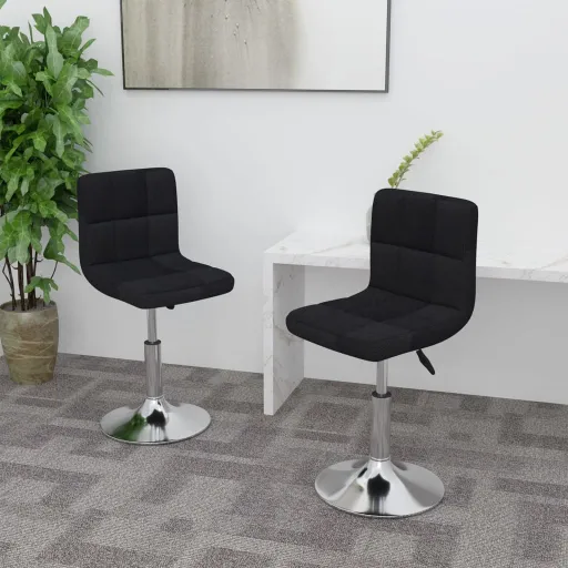 Sillas de Comedor Giratorias 2 Unidades Tela Negro
