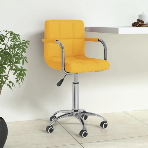 Silla de Oficina Giratoria de Tela Amarilla Mostaza