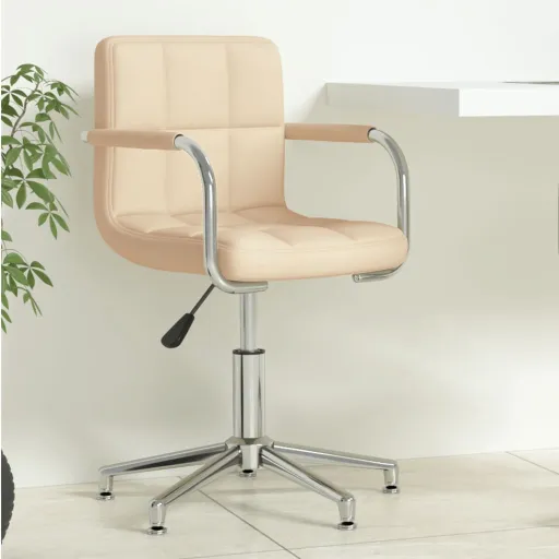 Silla de Oficina Giratoria de Tela Color Crema