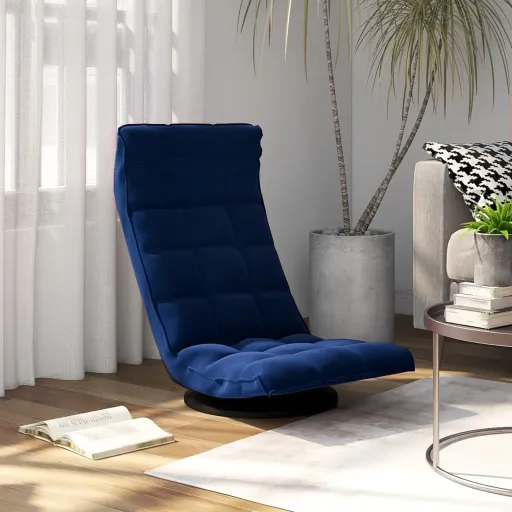 Silla de Suelo Giratoria de Terciopelo Azul