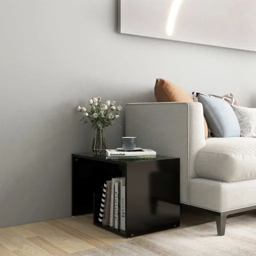 Mesa Auxiliar de Madera Contrachapada Negro 59x36x38 cm