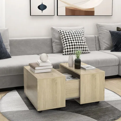 Mesa de Centro Madera Contrachapada Roble Sonoma 60x60x38 cm