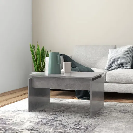 Mesa de Centro Madera Contrachapada Gris Hormigón 68x50x38 cm