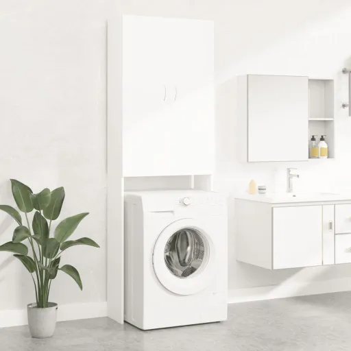 Armario de Lavadora Blanco 64x25,5x190 cm