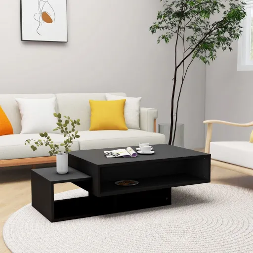 Mesa de Centro Madera Ingeniería Negra 105x55x32 cm